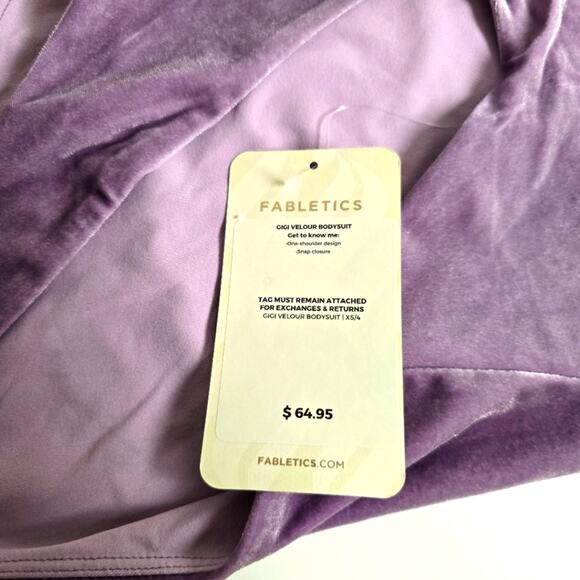 Fabletics Gigi Velour Bodysuit XS – Purple, One Shoulder, NWT, Y2K Inspired - Picture 3 of 7